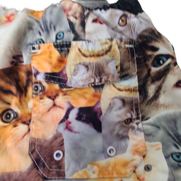 BioWorld Men's SZ Small Swim Trunks Kitten Cat Print Lined Pockets Cruise Beach - Picture 2 of 7